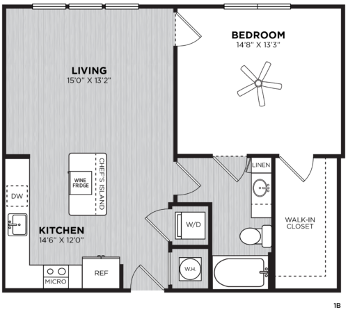 One bedroom floor plan at Alexan Buckhead Village