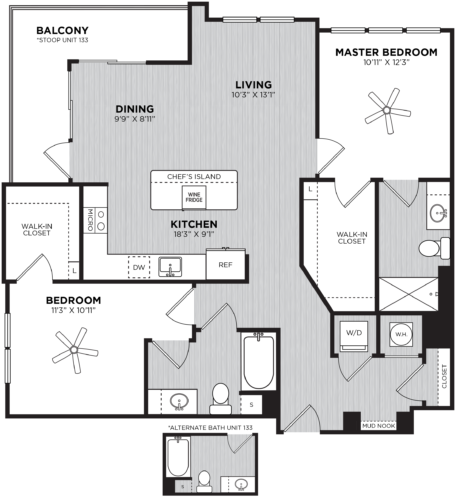 Two bedroom floor plan at Alexan Buckhead Village