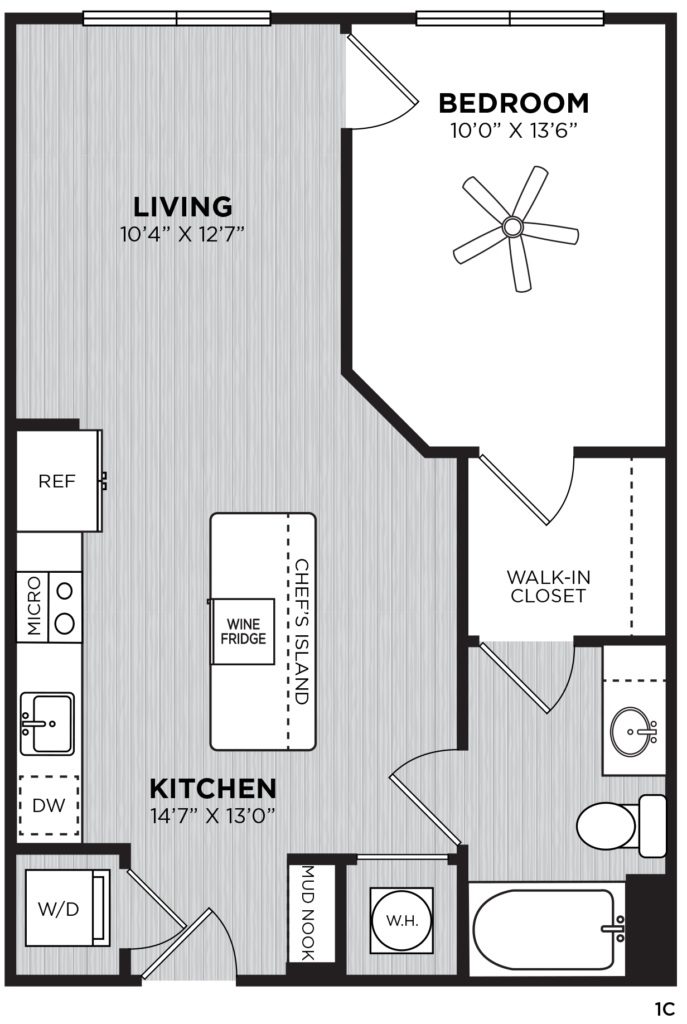 One bedroom floor plan at Alexan Buckhead Village