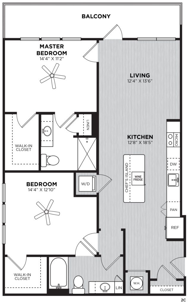 Two bedroom floor plan at Alexan Buckhead Village