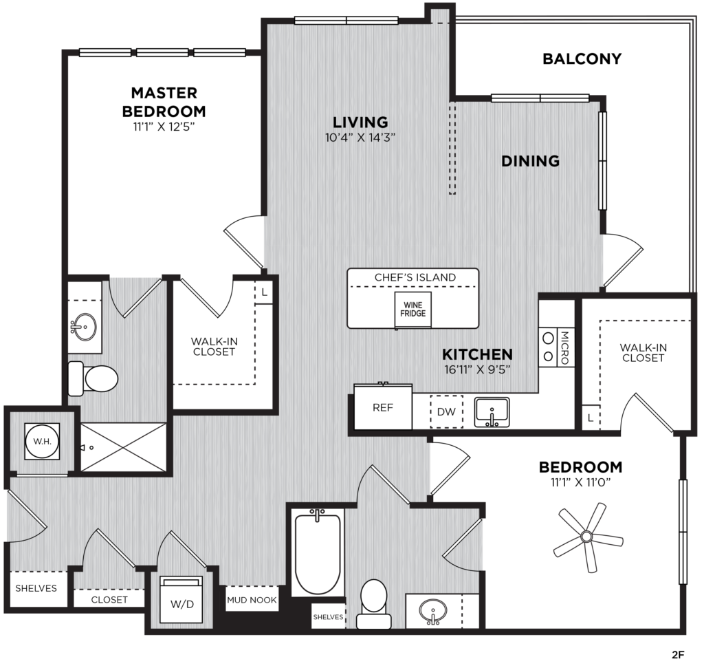 Taittinger two bed/two bath floorplan - Luxury Two-Bedroom Atlanta Apartments