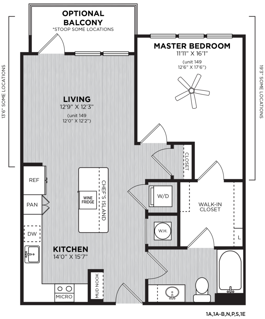 Bollinger One-Bedroom Luxury Apartment Floor Plan