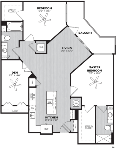 Find the Perfect Personal Retreat - Veuve Cliquot Two-Bedroom plus Den Luxury Apartment Floor Plan
