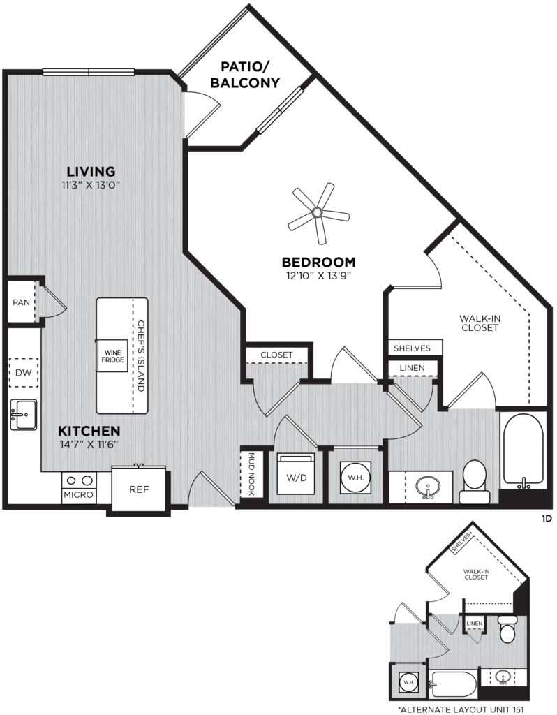 Lanson One-Bedroom at Alexan Buckhead Village - One-Bed/One-Bath Luxury Apartment Floor Plan