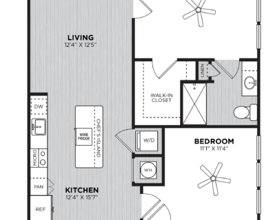 Toast to the High Life - Perignon luxury two-bedroom and two-bathroom floor plan