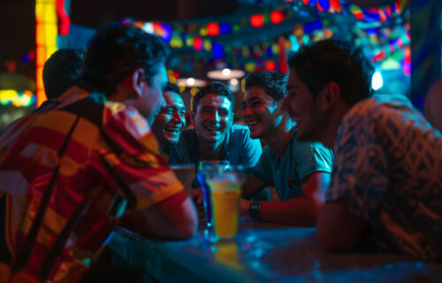 The Elbow Room - Group of male friends having fun and spending time together