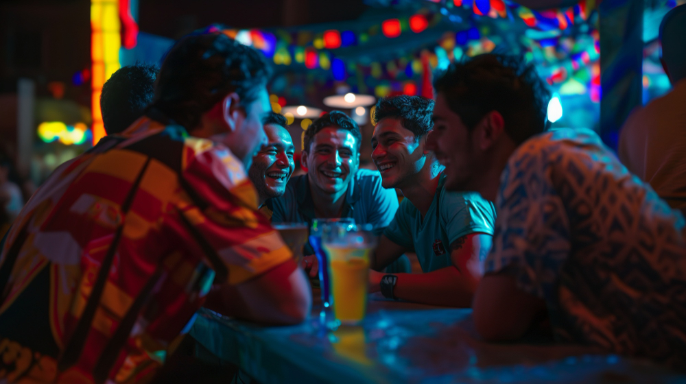 The Elbow Room - Group of male friends having fun and spending time together