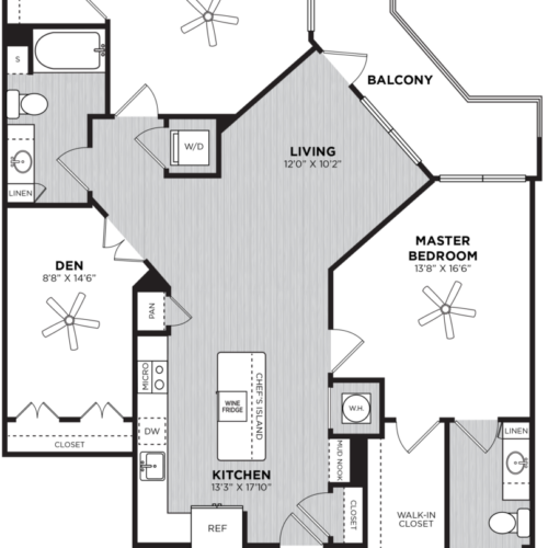 Enjoy Extra Space - Alexan Buckhead Village's two-bedroom luxury apartment floor plan
